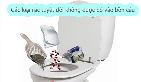 Vì sao không nên bỏ rác thải xuống bồn cầu?